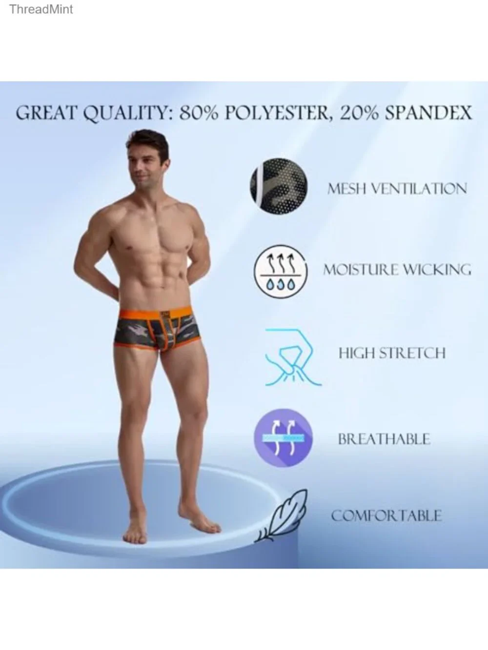 Men's Boxer Briefs Breathable Slim Fit Cotton Blend Underwear